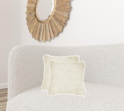 18inches x 18inches Natural Sheepskin Fur Set of 2 Pillow